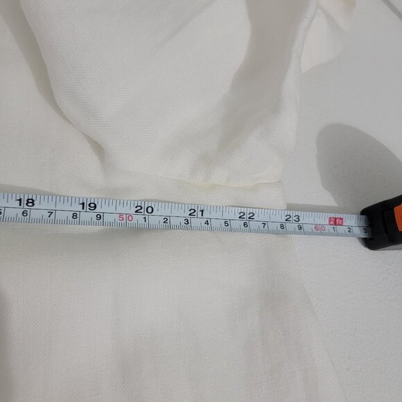 Eileen Fisher White Linen Jacket Sz L Button Up Long Sleeve Pockets Lightweight - Picture 6 of 14